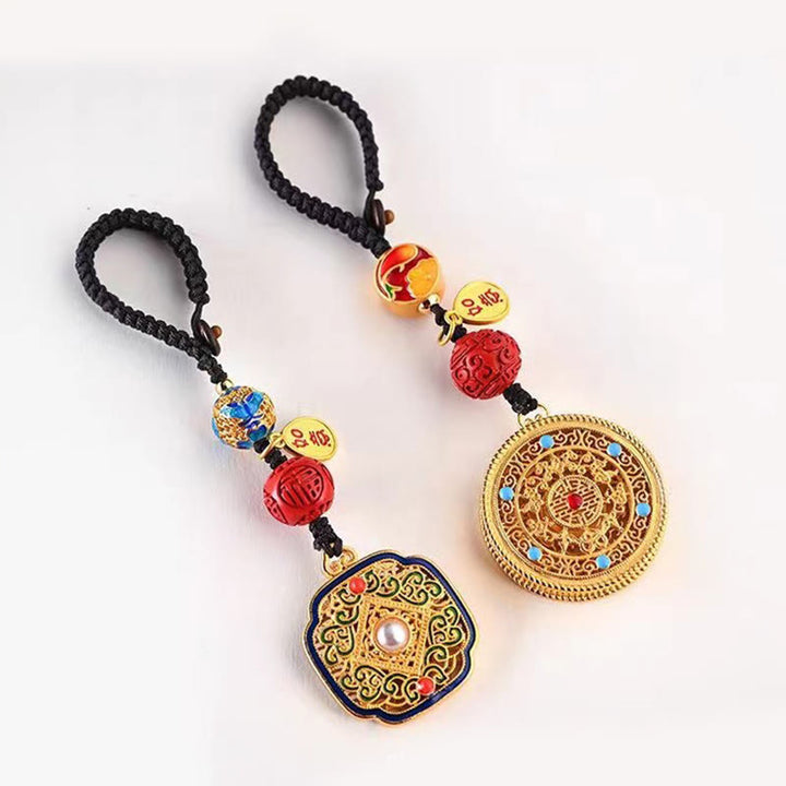 Portachiavi con ciondolo a forma Buddha Stones Fu Character Blessing Ruyi