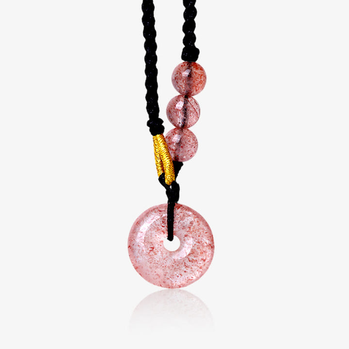 Buddha Stones Quarzo fragola Calcedonio Fibbia della pace Collana pendente curativa
