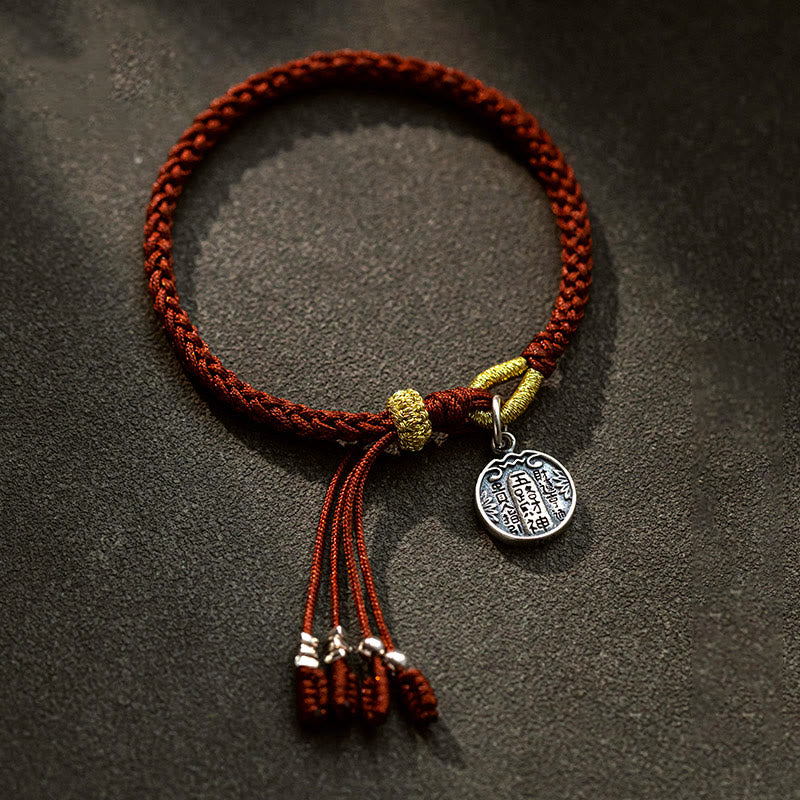 Braccialetto intrecciato in corda con cinque direzioni in argento sterling 925 fatto a mano con Buddha Stones, divinità della ricchezza, fortuna e protezione - 17-19 cm - image 0