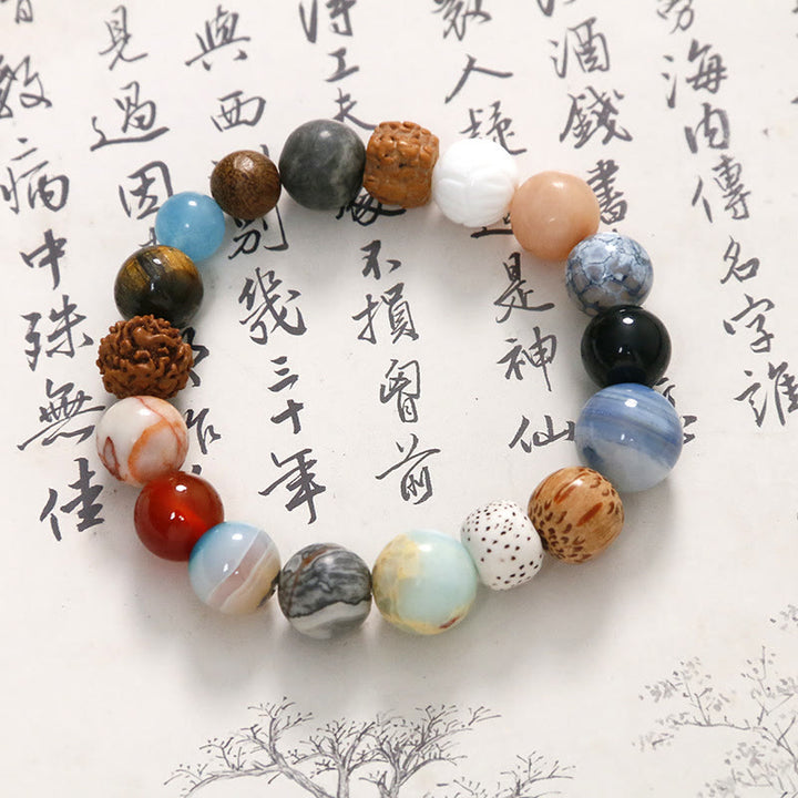 Buddha Stones Pietra di cristallo naturale di Bodhi Agata Braccialetto che tiene lontani gli spiriti maligni