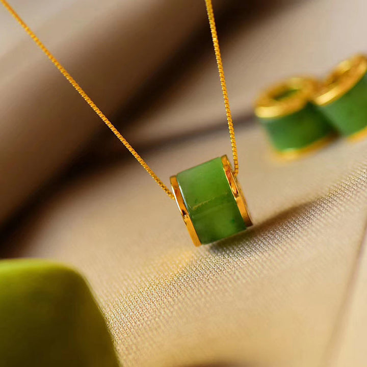 Buddha Stones Collana con ciondolo portafortuna in giada ciano rotonda - image 5