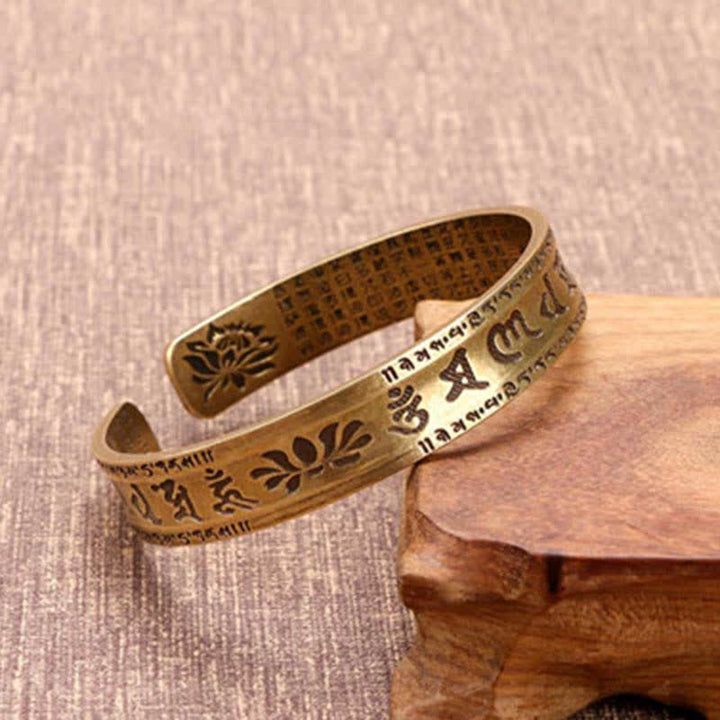Buddha Stones 2 pezzi Om Mani Padme Hum Drago Fenice Rame Pelle Pace Braccialetto Braccialetto