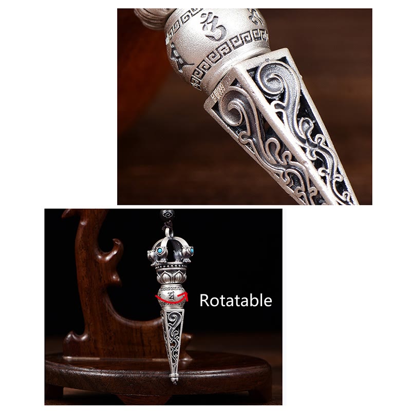 Ciondolo con collana girevole Buddha Stones tibetano Om Mani Padme Hum Dorje Vajra Design Wisdom - image 8