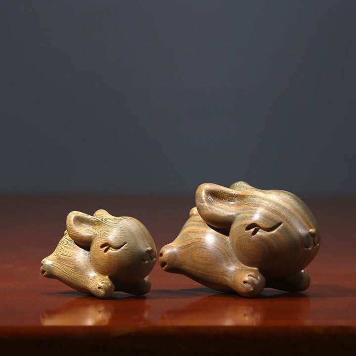 Buddha Stones Sandalo verde Piccolo Mini Coniglio carino Coniglietto Decorazioni di pace - image 3
