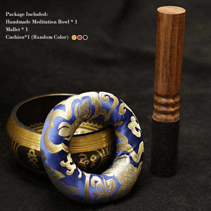 Buddha Stones Ciotola tibetana per la meditazione, realizzata a mano per la guarigione e la consapevolezza, set di ciotole tibetane per il supporto e la protezione - Nero - 5,12 pollici (13 cm) - image 3