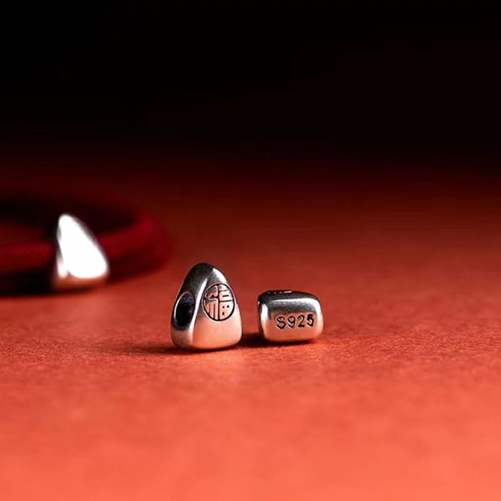 Bracciale intrecciato fatto a mano con carattere Fu in argento sterling 925 Buddha Stones - image 6