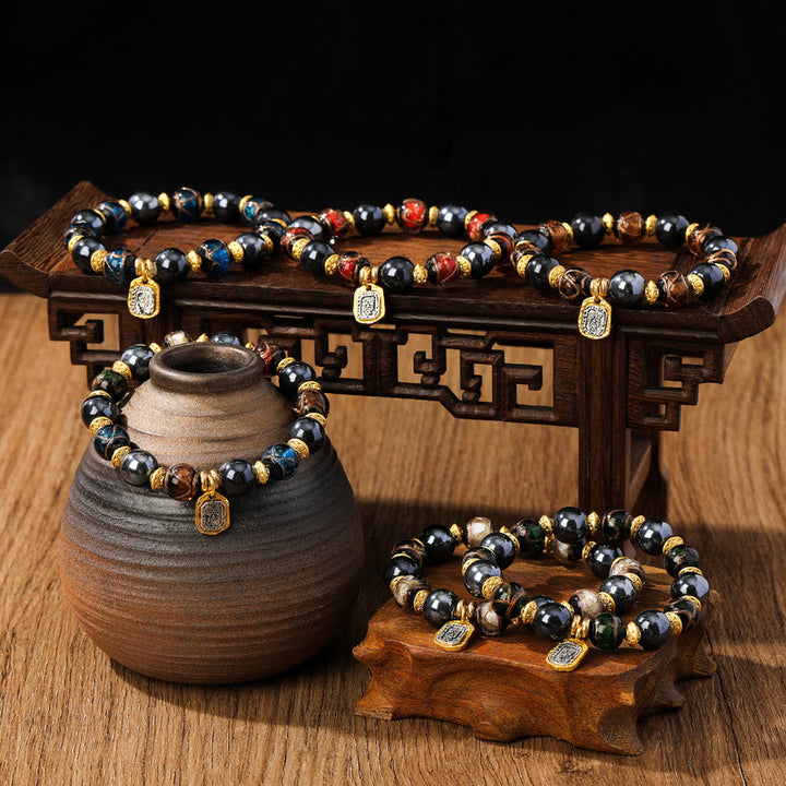 Buddha Stones Tibetano Zakiram Dea della Ricchezza Liuli Vetro Incenso Cenere Perlina di Porcellana Braccialetto della Fortuna