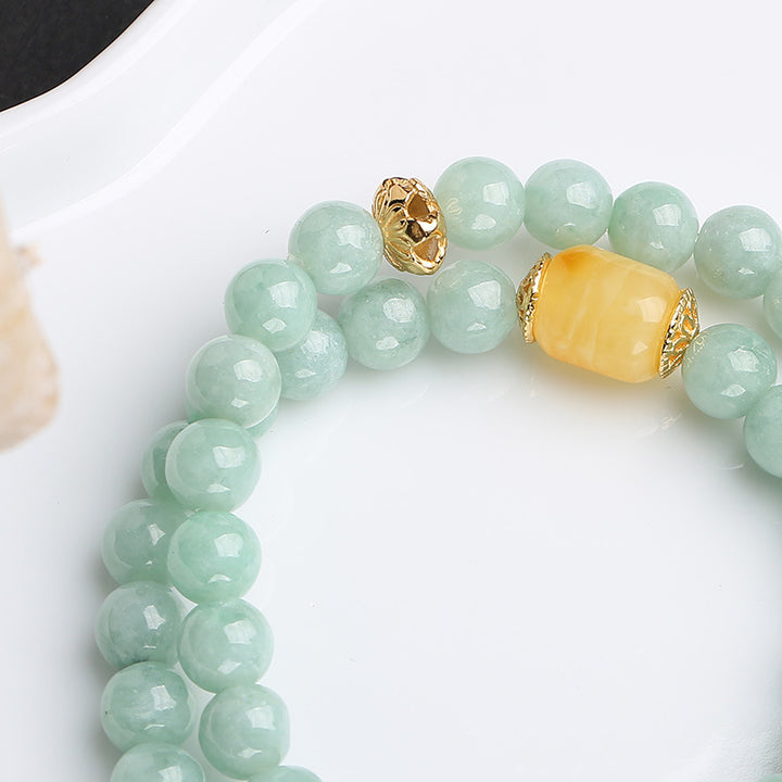 Bracciale Buddha Stones 925 Sterling Silver Jade Natural Ambra Butterfly Luck Abundance