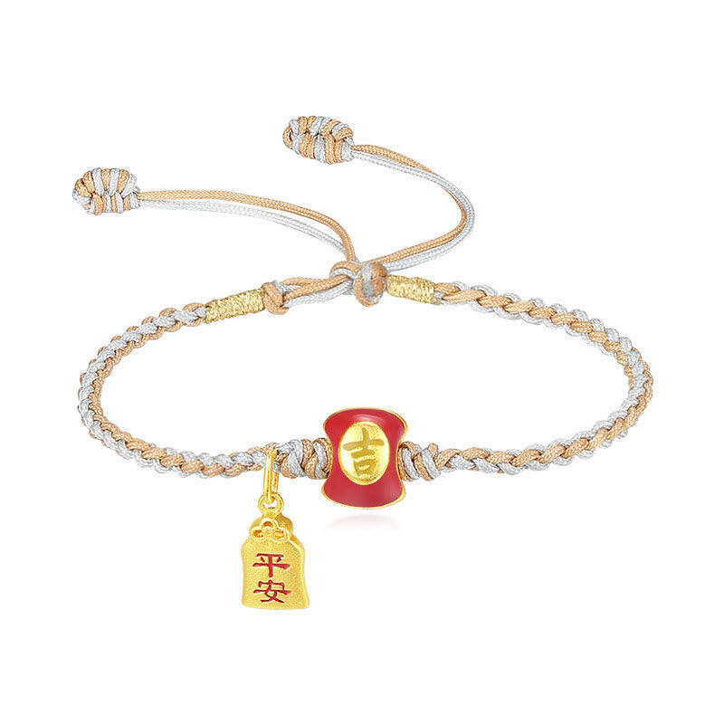 Braccialetto intrecciato con corda di benedizione cinese di buon auspicio fatto a mano in argento sterling 925 Buddha Stones