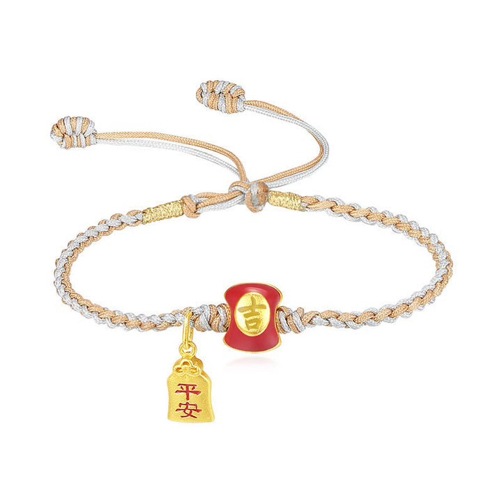 Braccialetto intrecciato con corda di benedizione cinese di buon auspicio fatto a mano in argento sterling 925 Buddha Stones