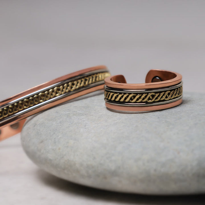 Braccialetto regolabile con polsino magnetico in rame Buddha Stones