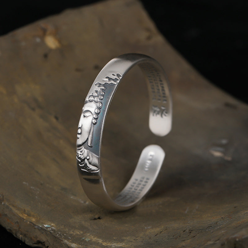 Braccialetto Buddha Stones 999 Sterling Silver Buddha Head Heart Sutra Serenity - image 8