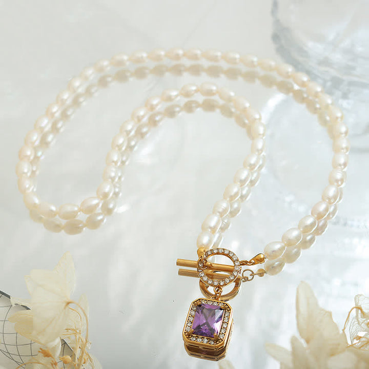 Collana con ciondolo con ciondolo di perle e zirconi della ricchezza