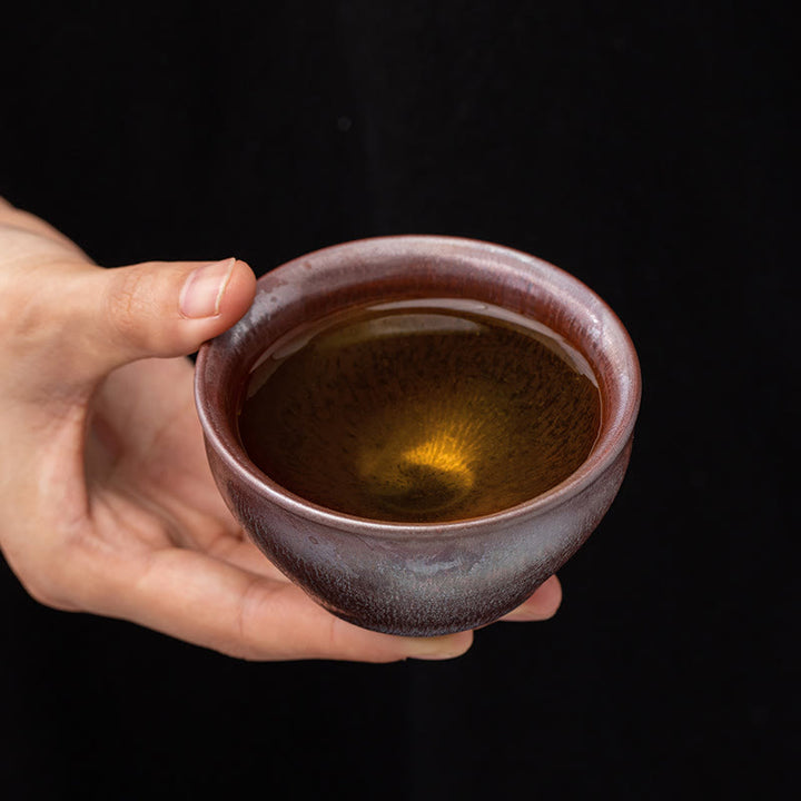 Tazza da tè Kung Fu in porcellana cinese Jianzhan con pietre Buddha Stones