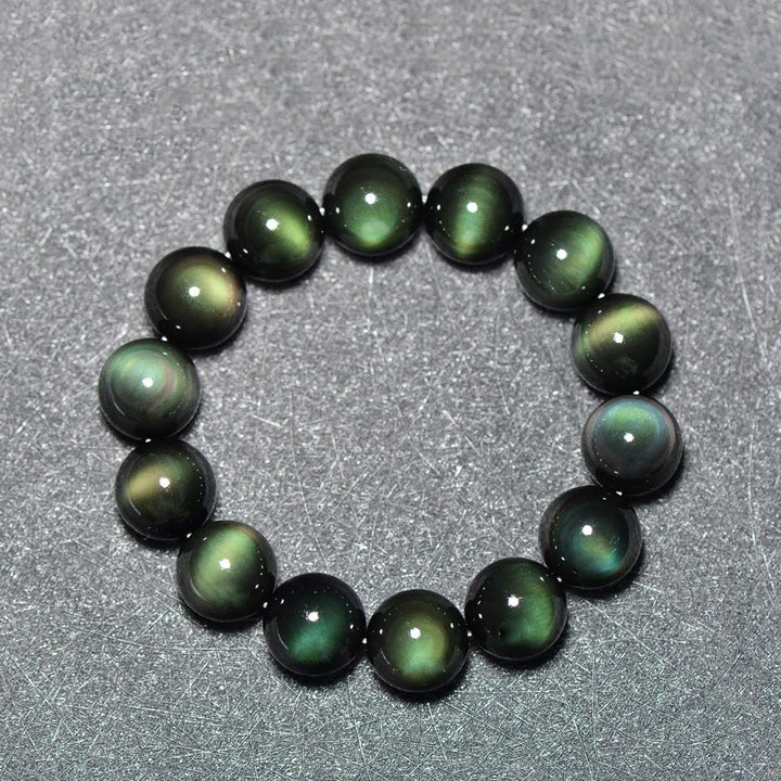 Braccialetto della ricchezza in ossidiana verde naturale Buddha Stones - image 1