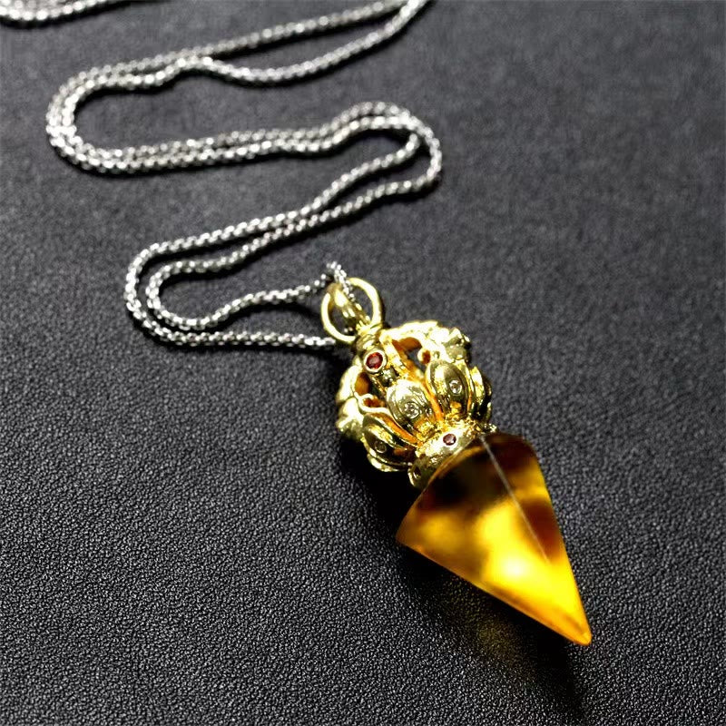 Buddha Stones Tibetano Dorje Vajra 4 punte Loto Liuli Cristallo Forza Collana Pendente