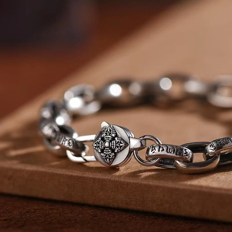 Braccialetto della saggezza inciso in rame con Buddha Stones Om Mani Padme Hum Double Dorje - image 2