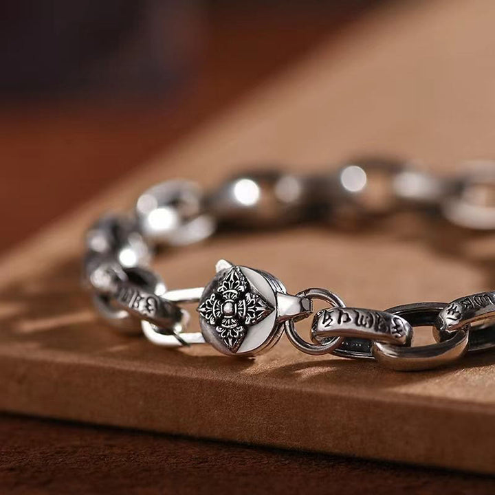 Braccialetto della saggezza inciso in rame con Buddha Stones Om Mani Padme Hum Double Dorje - image 2