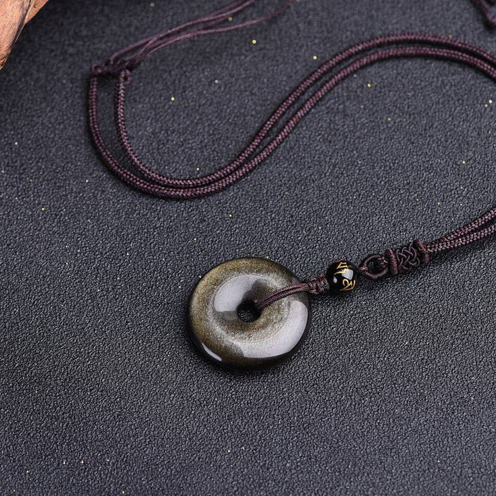 Collana di protezione in ossidiana tibetana Buddha Stones