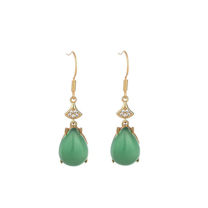 Orecchini pendenti Buddha Stones Ciano Jade Luck