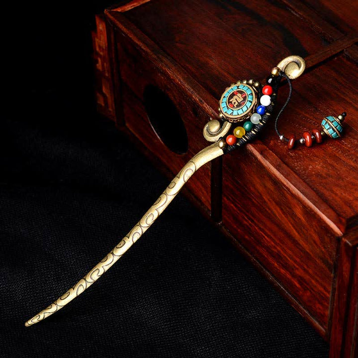 Decorazioni per capelli con forcina di protezione in agata turchese tibetana