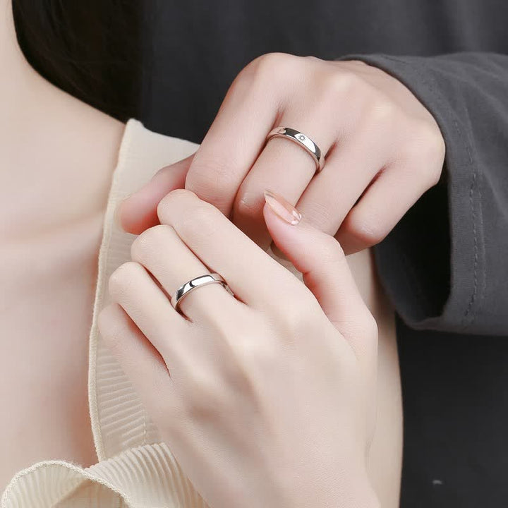Anello regolabile per coppia con protezione sole e luna in argento sterling 925 Buddha Stones