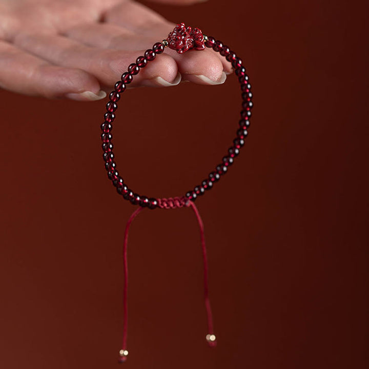 Braccialetto di corda calma con benedizione PiXiu , Buddha Stones, cinabro