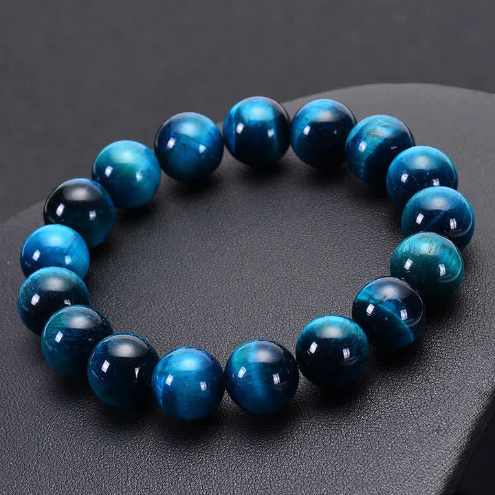 Braccialetto di protezione con occhio di tigre blu Buddha Stones