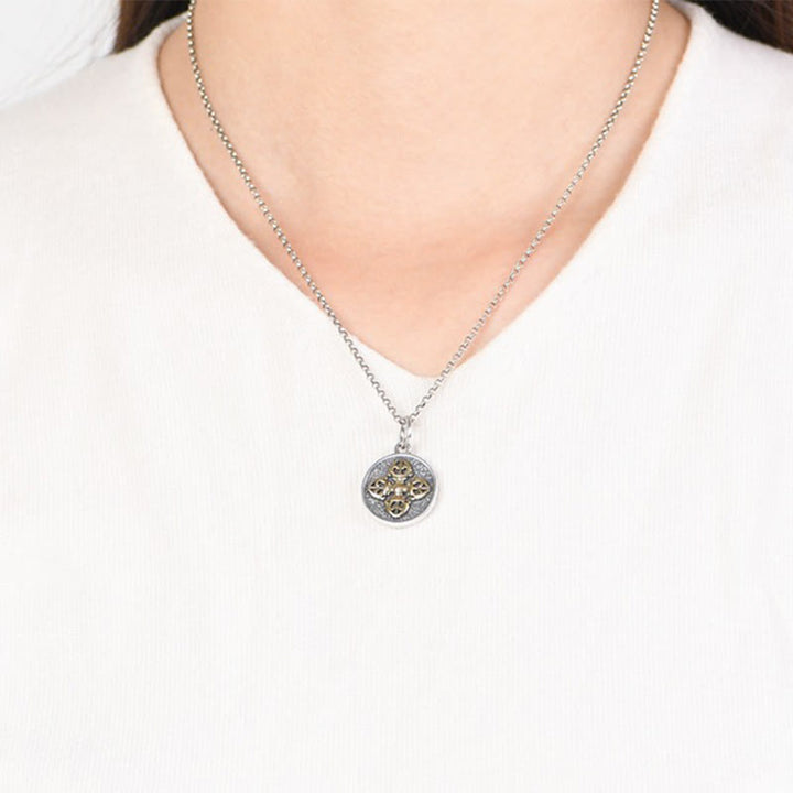 Collana con ciondolo a Buddha Stones in argento sterling 925 con doppio Dorje Vajra e benedizione
