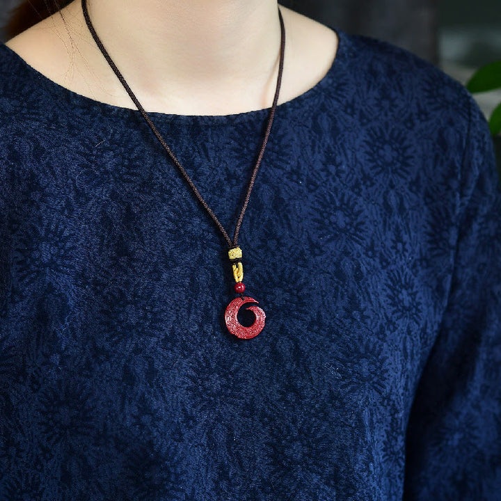 Buddha Stones La fortuna di una persona migliora il design del modello Collana con ciondolo di benedizione in cinabro naturale