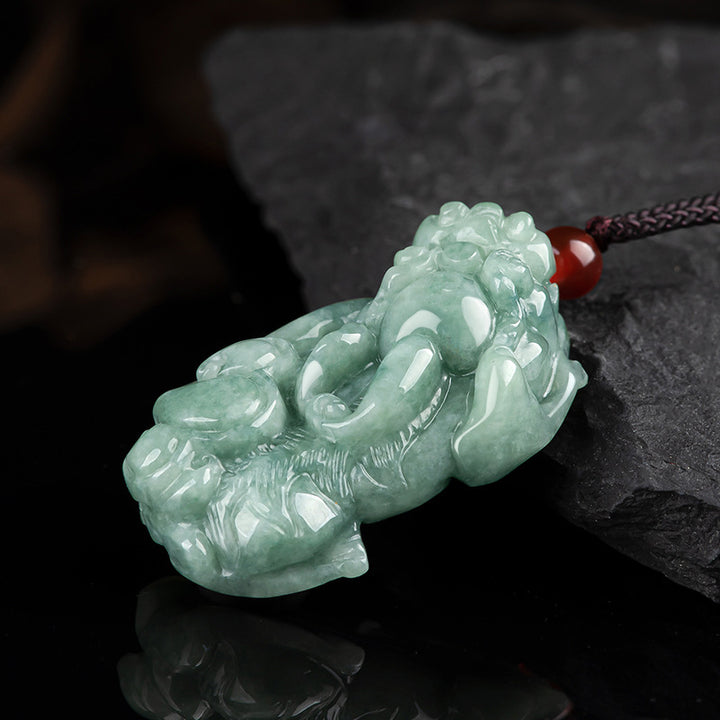 Collana con ciondolo in corda di giada PiXiu con Buddha Stones e fortuna - image 8