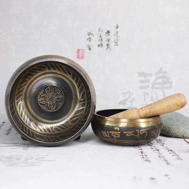 Buddha Stones Ciotola tibetana per la meditazione, la guarigione e la consapevolezza Om Mani Padme Hum Ciotola tibetana - image 1