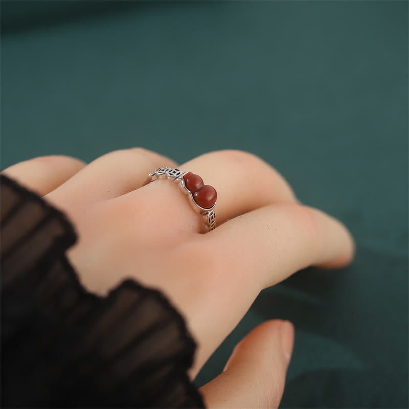 Anello di autoaccettazione con moneta di rame e zucca in argento sterling 925 con pietre Buddha Stones e agata rossa