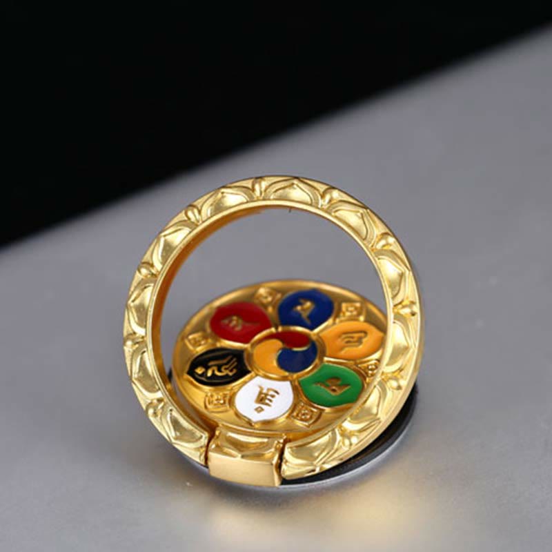 Supporto per anello per telefono con simbolo della pace tibetano Om Mani Padme Hum, decorazioni universali per telefono