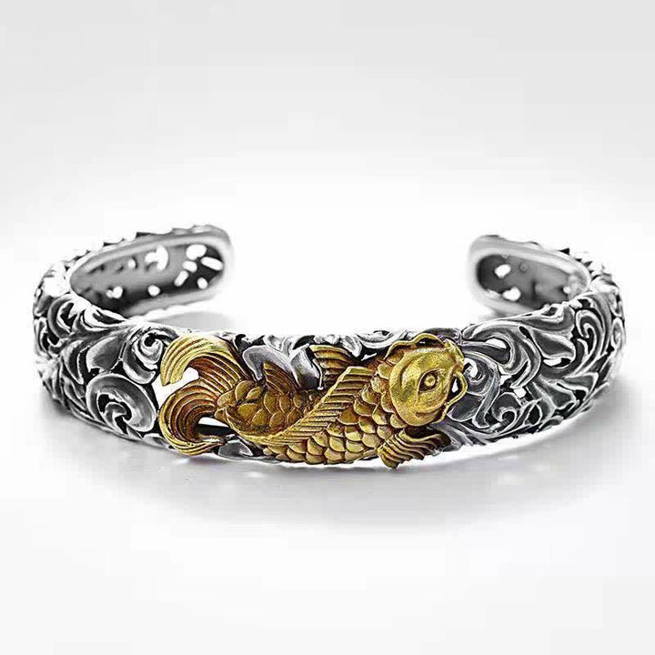 Braccialetto Buddha Stones Koi Fish Erba Modello Prosperità Ricchezza