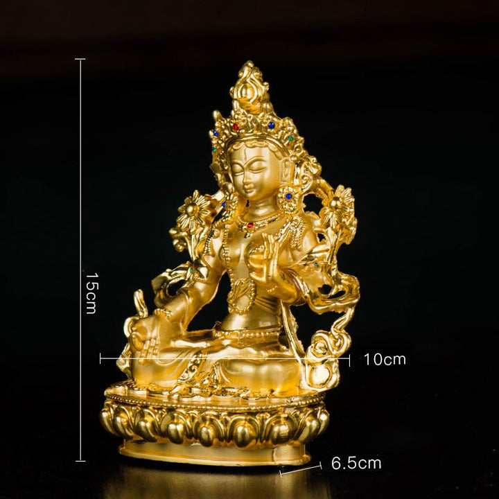 Buddha Stones Bodhisattva Tara Bianca Speranza Protezione Statua Placcata Oro Decorazione - image 14