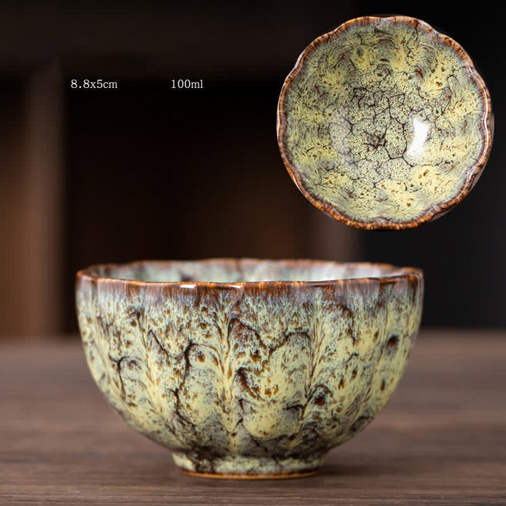 Buddha Stones Peach Blossom Pattern Tazza da tè in ceramica Tazze da tè a forma di fiore