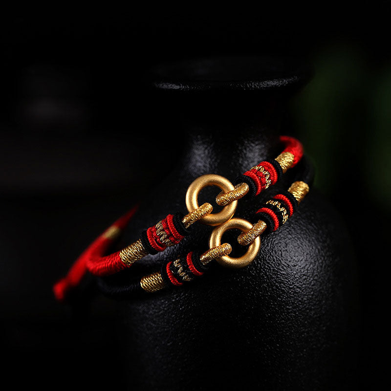 Braccialetto di coppia con corda rossa portafortuna FengShui Buddha Stones