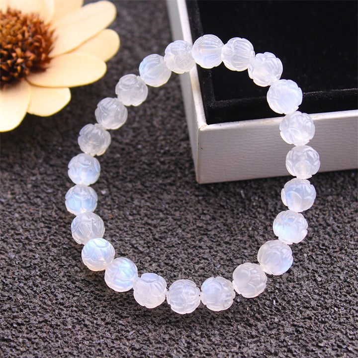 Bracciale Buddha Stones Natural Moonstone Lotus Love