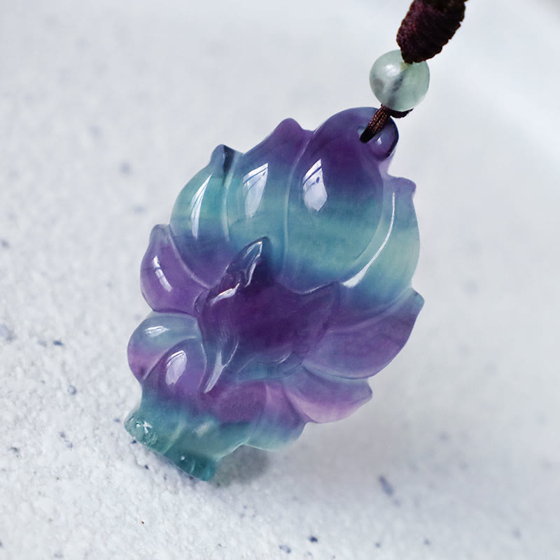 Buddha Stones con ciondolo di protezione in ossidiana con fluorite naturale e lucentezza dorata - image 1