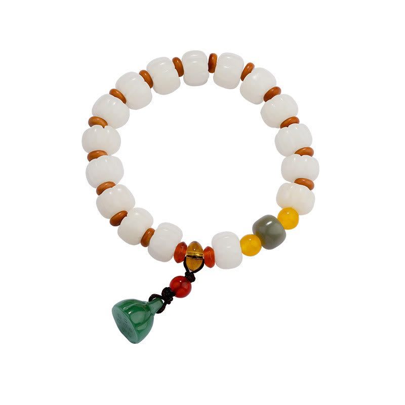 Braccialetto di perline di zucca incise con semi di Bodhi naturale, agata rossa, Bodhi Calm Harmony, Lotus