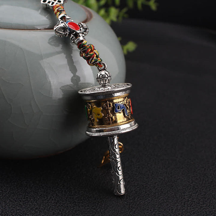 Tibet Om Mani Padme Hum Ruota di preghiera Pace Borsa girevole Decorazione da appendere all'auto