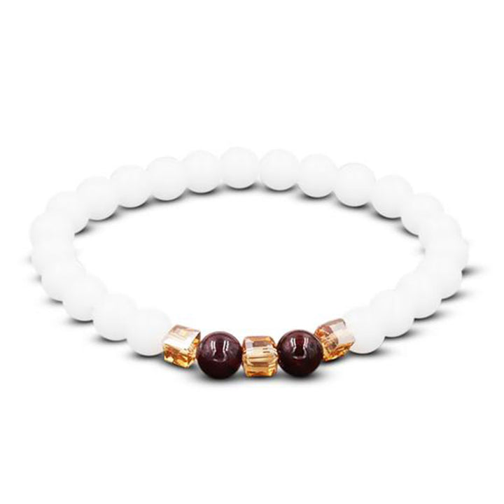 Braccialetto di protezione in giada bianca naturale Buddha Stones