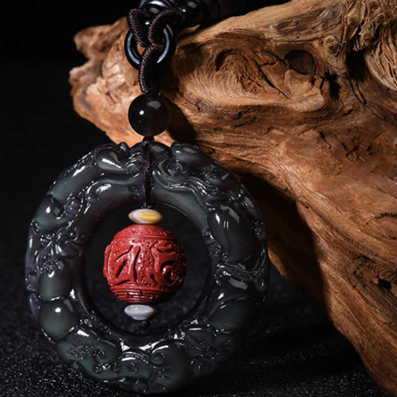Buddha Stones FengShui Naturale Arcobaleno Ossidiana PiXiu Cinnabar Collana Pendente Guarigione - Ossidiana arcobaleno (Amore ♥ Trasformazione positiva) - image 1