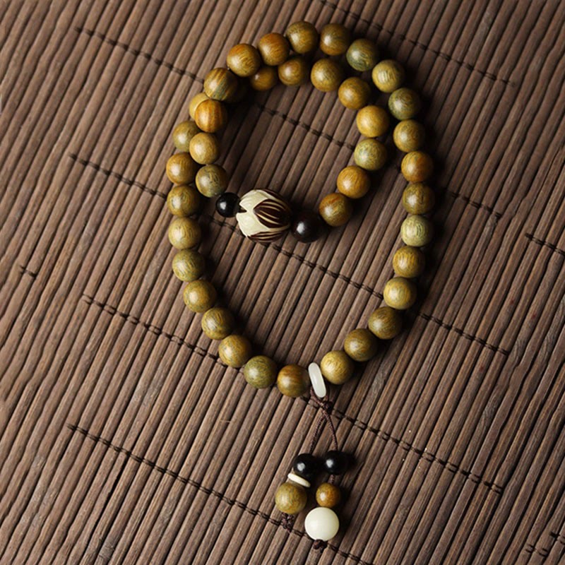 Braccialetto a doppio giro rilassante Buddha Stones Sandalo verde Bodhi Seed Lotus