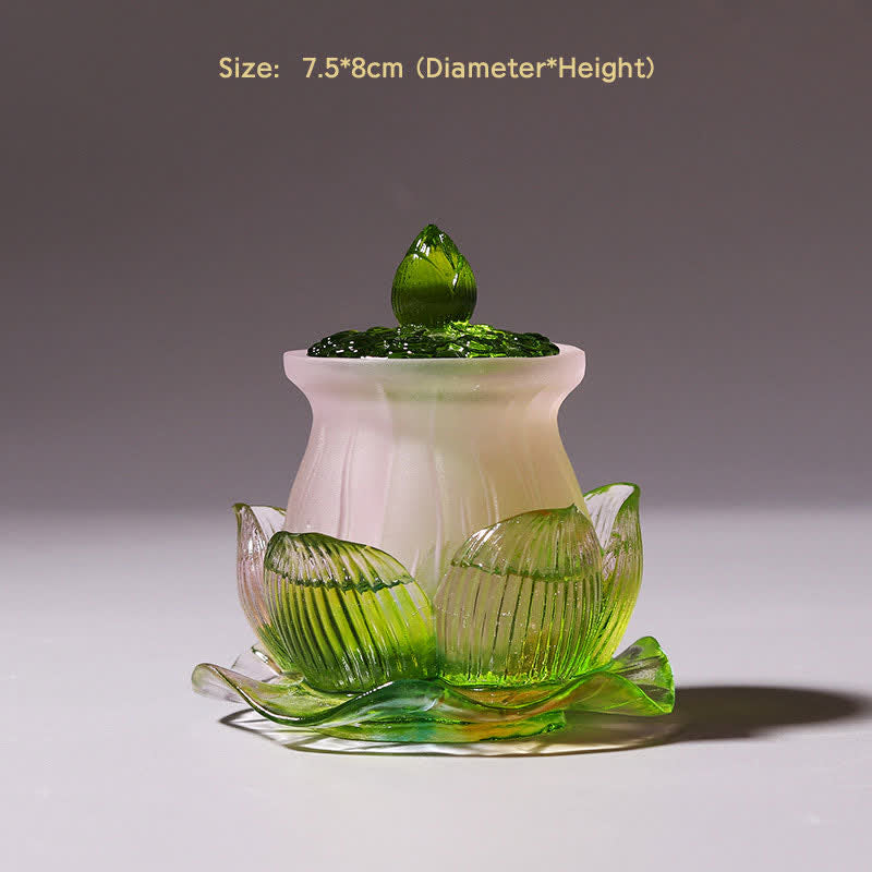 Feng Shui Lotus fatto a mano Liuli Crystal Art Piece Home Office Offerta Decorazione - Tazza per la purificazione dell'acqua - image 3