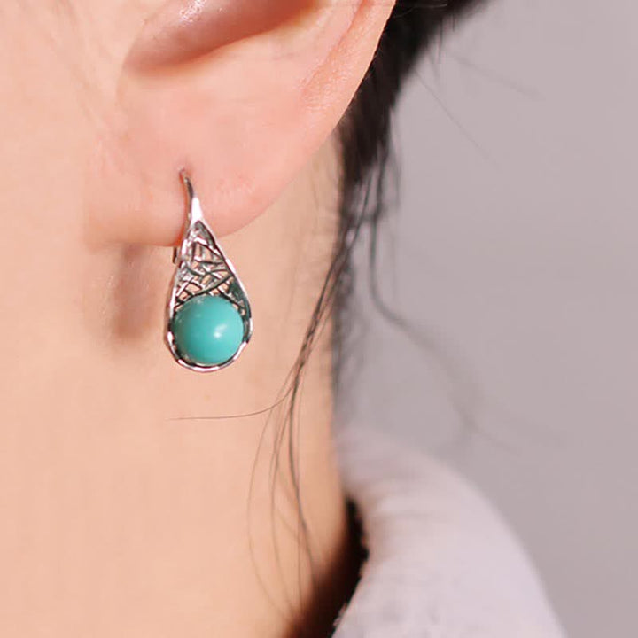 Orecchini pendenti con motivo a perline turchesi in argento sterling 925 Buddha Stones