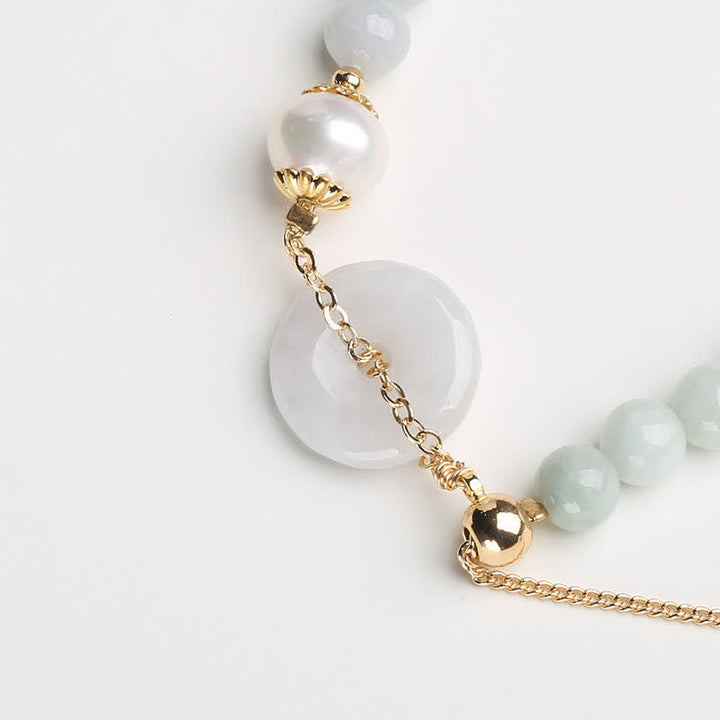 Braccialetto Buddha Stones Natural Jade Pearl Peace Buckle Prosperity Luck