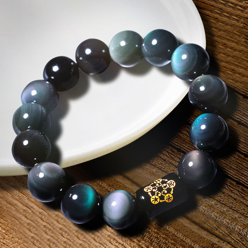Bracciale Buddha Stones Natural Rainbow Obsidian Positive Transformation