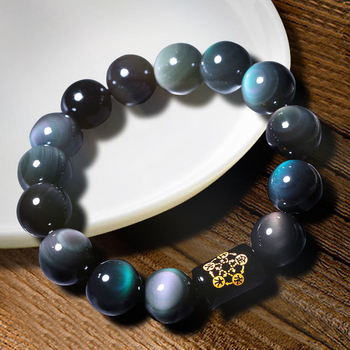 Bracciale Buddha Stones Natural Rainbow Obsidian Positive Transformation